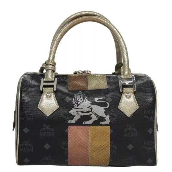 MCM Vicetos Logogram Hand Bag PVC Black Auth - Picture 2 of 16